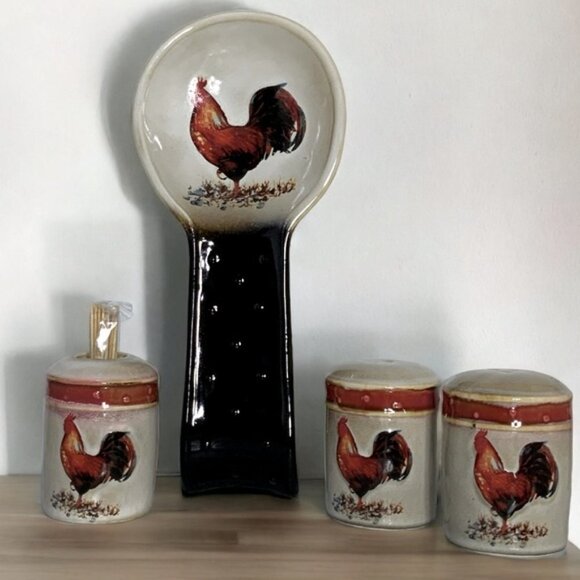 Rooster Kitchen Ceramic Artisan Accessories Functional Art Rustic Farmhouse Set - Picture 9 of 14